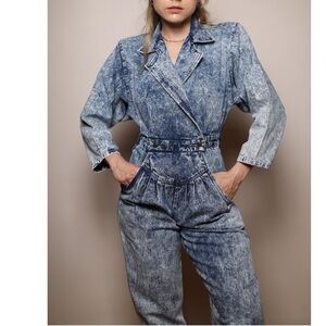 Denim Acid Wash Jumpsuit Mizz Lizz Womens size 13/14